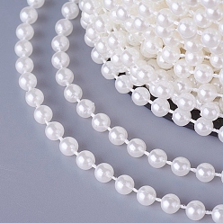 Creamy White Acrylic Imitation Pearl Beaded Trim Garland Strand, Great for Door Curtain and Wedding Decoration DIY Material, Creamy White, 5mm, about 30m/roll