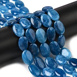 Стально-синий Натуральные окрашенные малайзийские нефритовые бусины, плоская овальная форма, стальной синий, 18~18.5x12~13x4.5~5 мм, отверстие : 1 мм, около 22 шт / нитка, 15.75'' (40 см)
