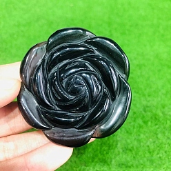 Обсидиан Резные фигурки роз из натурального обсидиана, для украшения рабочего стола домашнего офиса, 50~60 мм