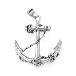 Античное Серебро 316 большие подвески из хирургической нержавеющей стали, якорь, античное серебро, 55.5x50x8 мм, отверстие : 7.5x10.5 мм