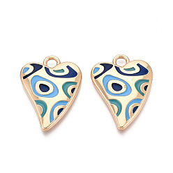 Морской Синий Стойки обшивки сплава эмали подвески, сердце, без кадмия, без никеля и без свинца, Marine Blue, 34x25x3 мм, отверстие : 3.8 мм