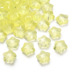 Желтый Прозрачные стеклянные бусины, звезда, желтые, 15~17x16~17.5x8 мм, отверстие : 1.2 мм, 400 шт / 1000 г