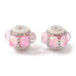 Pink Сверкающие акриловые стразы, с абс пластиковым перламутром и стеклом, для ручек с бусинами, брелки, ювелирные изделия и ремесла, серебряные, розовые, 20~23x16~17 мм, отверстие : 2~2.2 мм