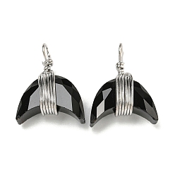 Black Onyx Подвески из медной проволоки из натурального черного оникса (окрашенного и нагретого), подвески из граненого рога, платина, 23x17.5x8 мм, отверстие : 3x5 мм