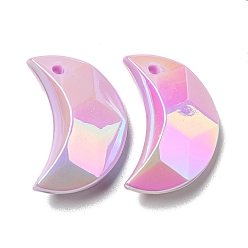 Prune Uv pendentifs acryliques de placage, facette, lune, prune, 29x19x9mm, Trou: 2.5mm