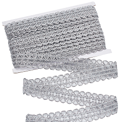 Серебро 12m металлизированная полиэстеровая кружевная лента с бабочками, аксессуар для одежды, серебряные, 1-3/8 дюйм (35 мм), около 13.12 ярдов (12 м) / карту