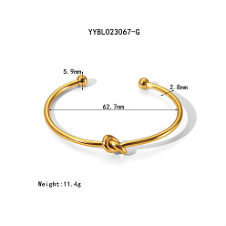 Настоящее золото 18K Элегантные 304 открытые браслеты-манжеты из нержавеющей стали, браслеты с крутящим моментом для женщин, узел, реальный 18 k позолоченный, внутренний диаметр: 24-3/4 дюйм (62.7 см)