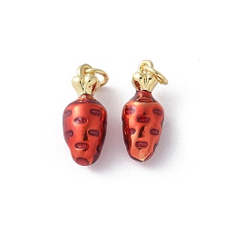 Carrot Латунь эмаль прелести, с целью перехода в кольце, без кадмия и без свинца, реальный 16 k позолоченный, фрукты чары, морковь, 18x7x7 мм, отверстие : 3 мм