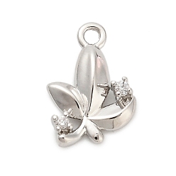Платина Латунные микро проложить кубического циркония прелести, цветок, платина, 12x8.5x2.5 мм, отверстие : 1.3 мм