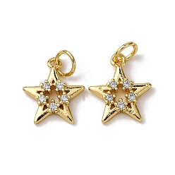 Настоящее золото 18K Латунные микро проложить кубического циркония подвески, с целью перехода в кольце, звезды прелести, стойки покрытие, долговечный, без свинца и без кадмия, реальный 18 k позолоченный, 13.5x11.5x2.5 мм, отверстие : 3.5 мм