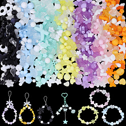 Mixed Color 210G 7 Colors Transparent & Opaque Acrylic Beads, Mixed Shapes, Mixed Color, 7.5~24.5x7.5~32.7x2.5~12.5mm, Hole: 0.5~3mm, 30g/color