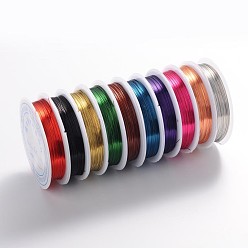 Mixed Color Round Copper Jewelry Wire, Lead Free & Cadmium Free & Nickel Free, Mixed Color, 26 Gauge, 0.4mm, about 32.8 Feet(10m)/roll