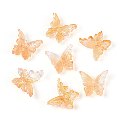 Белый Навахо Выпечка окрашенные стеклянные бусины, бабочка, с золотой порошок, два тона, навахо белый, 12~12.5x14x4.5~5 мм, отверстие : 1.2 мм, Около 1587 шт / 1000 г