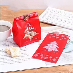 Christmas Tree Plastic Bag, Treat Bag, Christmas Theme, Bakeware Accessoires, for Mini Cake, Cupcake, Cookie Packing, Excluding Stickers, Christmas Tree Pattern, 95x70x200mm, 50pcs/bag