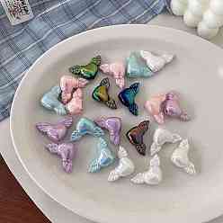 (52) Непрозрачная лаванда Акриловые бусины цвета радуги, сердце с крыла, разноцветные, 34.8x21.6x11.8 мм, отверстие : 3 мм