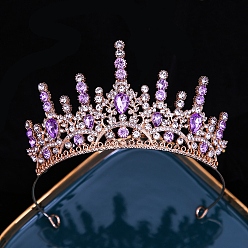 Капри Синий Сплав горный хрусталь ленты для волос, аксессуары для волос для женщин, девочек, украшение для вечеринки, корона, Капри синий, 140 мм