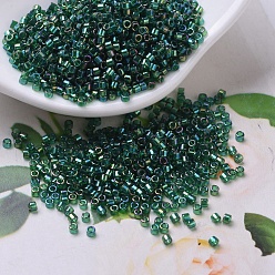 (DBS0175) Transparent Emerald AB MIYUKI Delica Beads Small, Cylinder, Japanese Seed Beads, 15/0, (DBS0175) Transparent Emerald AB, 1.1x1.3mm, Hole: 0.7mm, about 35000pcs/bag, 100g/bag
