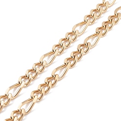 Golden Ion Plating(IP) 304 Stainless Steel Figaro Chains Necklace with Toggle Clasp for Men Women, Golden, 14.96 inch(38cm)