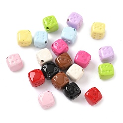 (52) Непрозрачная лаванда Непрозрачные акриловые бусины с распылением, игральная кость, разноцветные, 10x10x10 мм, диагональ: 12 мм, отверстие : 2 мм