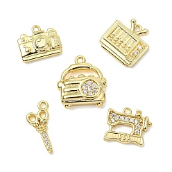 Золотой 10 шт 5 стили латунные микропаве прозрачные кубические циркониевые подвески, без кадмия, без никеля и без свинца, долговечный, разнообразные, золотые, 11~17x13~15.5x2.5~4.5 мм, отверстие : 1.4~1.6 мм, 2 шт / стили