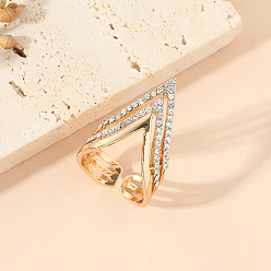 Кристалл Кольца-манжеты из сплава короны со стразами для женщин, кристалл, размер США 8 (18.1 мм)