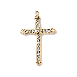 Настоящее золото 18K 304 подвески из нержавеющей стали, крестик, со стразами, ионное покрытие (ip), реальный 18 k позолоченный, 32.5x20.5x3 мм, отверстие : 1.5 мм