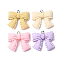 (52) Непрозрачная лаванда Непрозрачные подвески смолы, бантом, с железной платиной петлей, разноцветные, 24.5x26.5x5.5 мм, отверстие : 2 мм, 10 шт / пакет