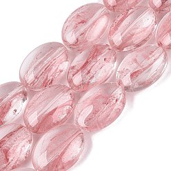 Pink Бусы лэмпворк ручной работы, овальные, розовые, 17~18x12.5~13x7~8 мм, отверстие : 0.6 мм, около 20 шт / нитка, 13.98~14.17 дюйм (35.5~36 см)