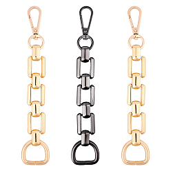 Mixed Color Zinc Alloy Bag Extender Chains, with Zinc Alloy Swivel Clasp & D Rings, for Bag Straps Replacement Accessories, Cadmium Free & Lead Free, Mixed Color, 178x19.5x5.5mm, Hole: 18.5x21.5mm, Swivel Clasp: 48.5x19x5.5mm, 2 colors, 2pcs/color, 4pcs/box