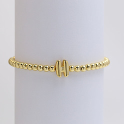 Letter H Латунные браслеты из бисера для женщин, буквы, золотые, Письмо ч, внутренний диаметр: 2-3/8 дюйм (6 см)