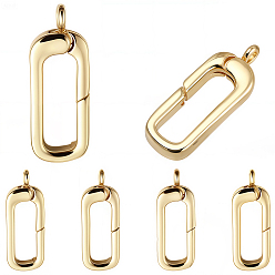 Настоящее золото 18K 6шт. латунные пружинные кольца-затворы, долговечный, без свинца и без кадмия, стойки покрытие, реальный 18 k позолоченный, 19x7x3 мм, отверстие : 1.2 мм