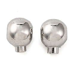 Платина Зажимные бусины из латуни, без кадмия, без никеля и без свинца, круглые, платина, 3.5x3x4 мм, отверстие : 0.6 мм