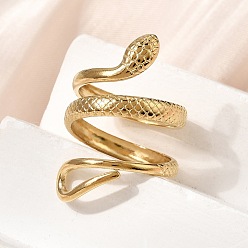 Золотой 304 открытые кольца манжеты из нержавеющей стали, змея, золотые, 29 мм, внутренний диаметр: 17 мм