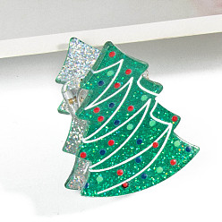 Рождественская елка Рождественские блестящие акриловые заколки для волос в виде когтей, для женщин девушка, рождественская елка, 38x43 мм