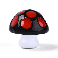 Черный 2 шт. непрозрачные акриловые эмалевые бусины, гриб, чёрные, 22.5x24.5 мм, отверстие : 2.5 мм