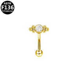 Bowknot G23 Кольца для бровей из титанового сплава с прозрачным кубическим цирконием, золотые, бантом, 8 мм