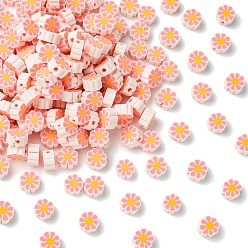 Pink 200 бусины из полимерной глины ручной работы., цветок, розовые, 9x4.5 мм, отверстие : 1.8 мм