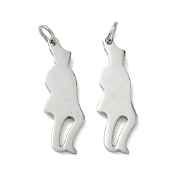 Нержавеющая Сталь Цвет 304 подвески из нержавеющей стали, человек, с целью перехода в кольце, цвет нержавеющей стали, 25.5x8x1.5 мм, отверстие : 3.5 мм