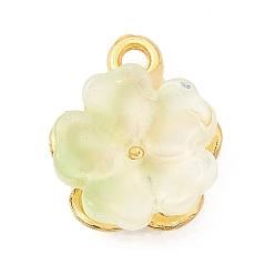 Светло-зеленый Колготки из легированного стекла, цветок, золотые, светло-зеленый, 13.5x11x5.5 мм, отверстие : 1.6 мм