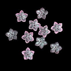 Лиловый Окрашенные и нагретые стеклянные колпачки для бусин, 5-лепестков цветка, сирень, 9x9.5~10x3.8 мм, отверстие : 1 мм