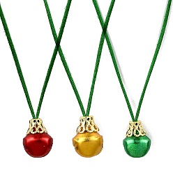 Зеленый 3 шт. 3 стили алюминиевый рождественский кулон-колокольчик с атласным шнуром-крылышком, зелёные, 29.53 дюйм (75 см), 1 шт / стиль