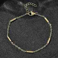 Золотой 304 из нержавеющей стали ссылка браслеты, браслеты-цепочки для женщин, колонка, ионное покрытие (ip), золотые, 6-1/2 дюйм (16.5 см)