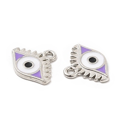 (52) Непрозрачная лаванда Подвески из эмали и сплава, очарование глаз, платина, разноцветные, 12.5x15x1.5 мм, отверстие : 1.4 мм