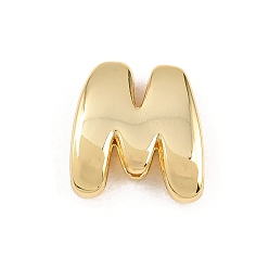 Letter M Латунные бусины, долговечный, стойки покрытие, без свинца и без кадмия, реальный 18 k позолоченный, Буква М, 14x13x5 мм, отверстие : 11x3 мм