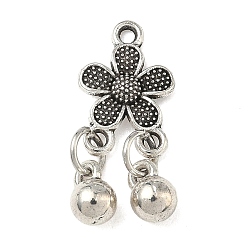 Античное Серебро Сплавочные подвески тибетского стиля, цветок, долговечный, стойки покрытие, античное серебро, 24.5x10.5x5 мм, отверстие : 1.5 мм