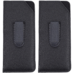 Noir 2 Pochette à lunettes rectangulaire en cuir PU (pièces), pochette de protection pour lunettes de soleil, noir, 163x72.5x6~14mm