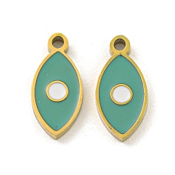 Светлый Морско-зеленый 316 хирургические эмалевые подвески из нержавеющей стали, очарование глаз, золотые, светло-зеленый, 10.5x5x1.5 мм, отверстие : 1 мм