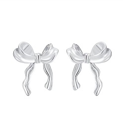 Платина Серьги сплава, бантом, платина, 23x21 мм