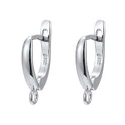 Платина Антикоррозийное покрытие родием 925 серьги из стерлингового серебра с застежкой-русалкой, с печатью 925, платина, 17.5x11x3 мм, отверстие : 1.5 мм, штифты : 0.7 мм