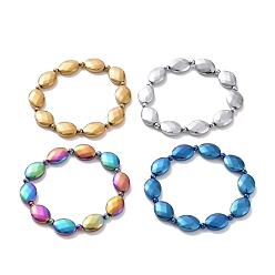 Mixed Color Synthetic Hematite Oval Beaded Stretch Bracelet for Men Women, Mixed Color, Inner Diameter: 2-1/4 inch(5.6cm)
